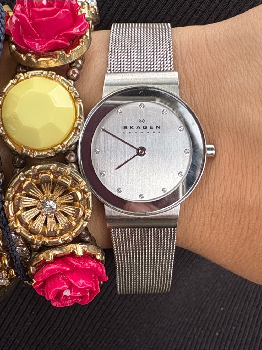 Skagen Silver Mesh Bracelet Watch with Minimalist Silver Dial
